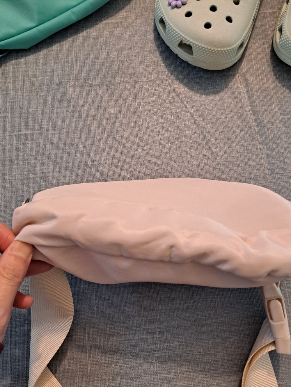 Light Creme Crossbody Belt Sling Bag Minimal Everyday Pouch - Picture 4 of 10